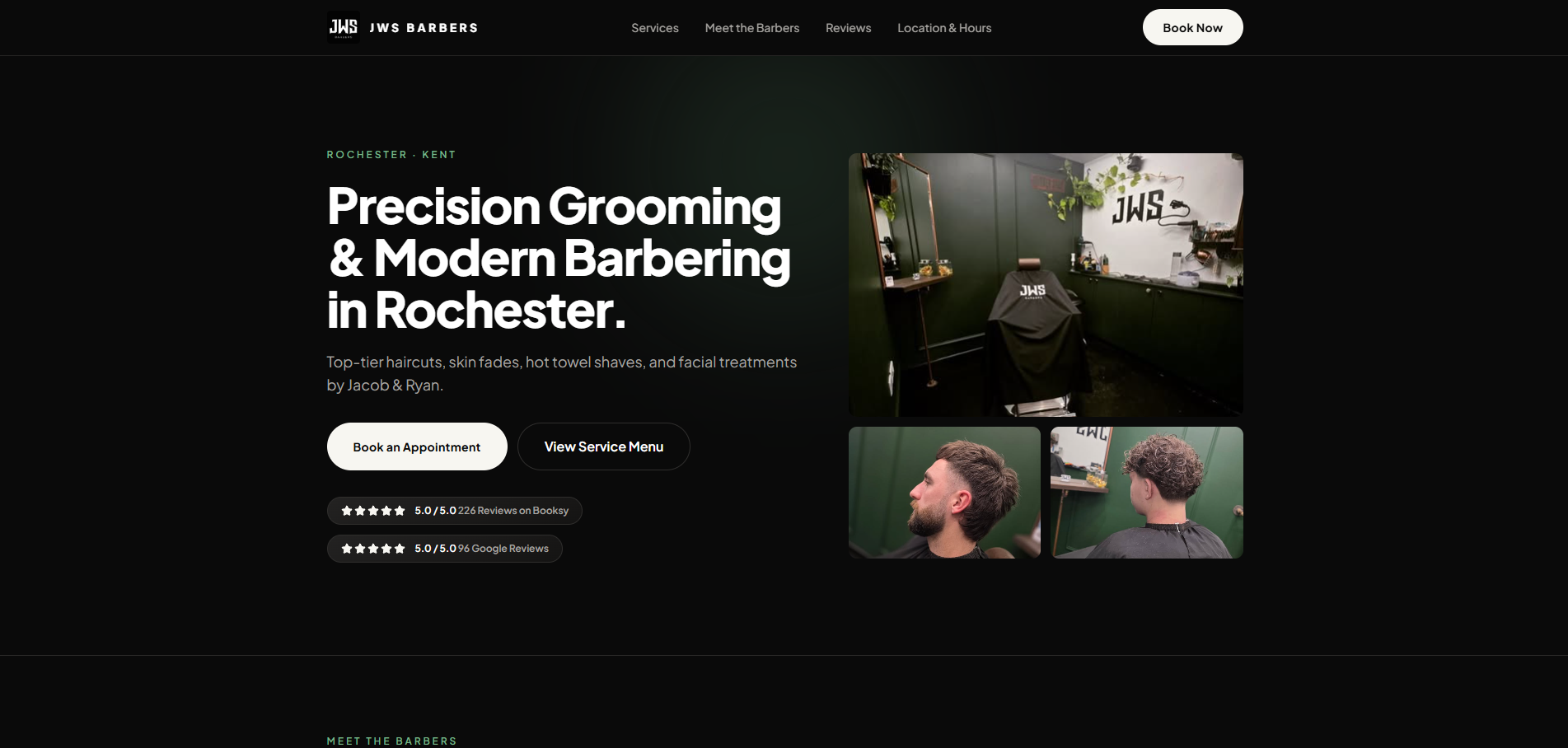 JWS Barbers after their new website by Craft & Code Digital