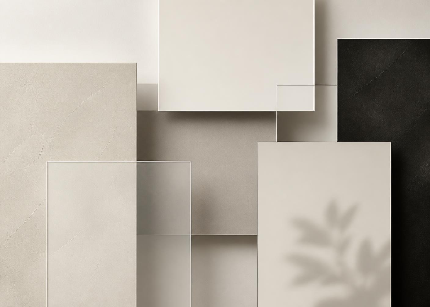 Layered editorial layout panels representing bespoke website design